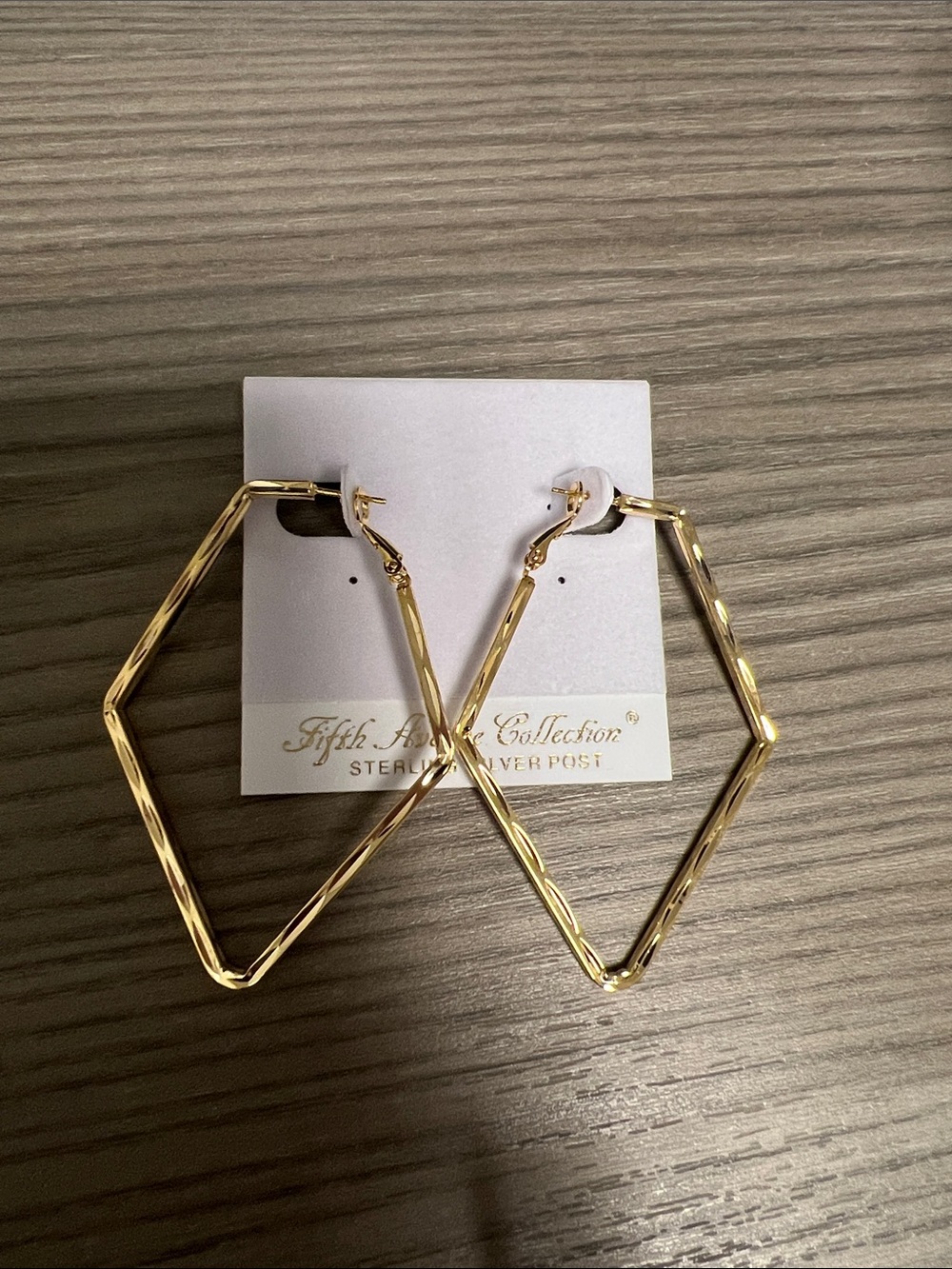 Fifth Avenue Collection Gold Faceted Hexagon Hoop Earrings